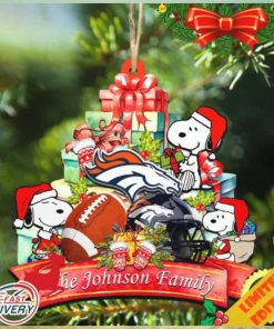 Denver Broncos Snoopy And NFL Sport Ornament Personalized Your Family Name