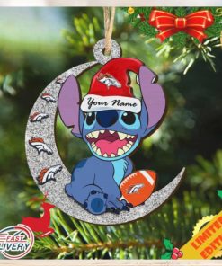 Denver Broncos Stitch Ornament NFL Christmas And Stitch With Moon Ornament