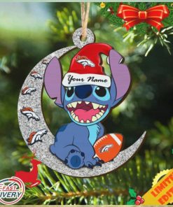 Denver Broncos Stitch Ornament NFL Christmas And Stitch With Moon Ornament