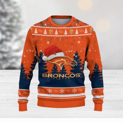 Denver Broncos Ugly Christmas Sweater Tree Santa Hat Car For Fans Gift Familys Holidays