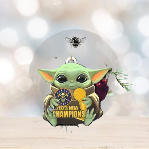 Denver Nuggets NBA Finals Champions 2023 Logo Tree Decorations Baby Yoda Hug Star Wars Ornament