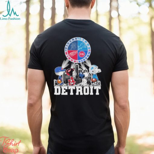Design Detroit city sonny and friends tigers and lions wins and piston logo shirt