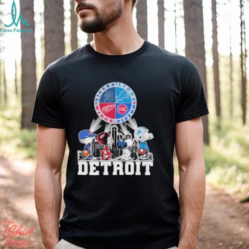 Design Detroit city sonny and friends tigers and lions wins and piston logo shirt