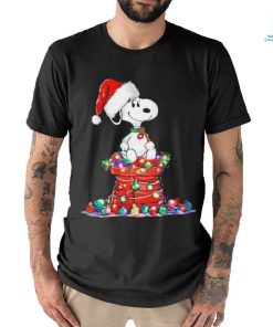 Design Snoopy Hat Santa Chimney Light Christmas Shirt