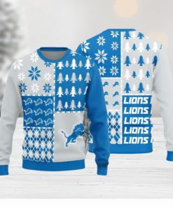 Detroit Lions Christmas Pine Trees Pattern New Style Knitted Sweater