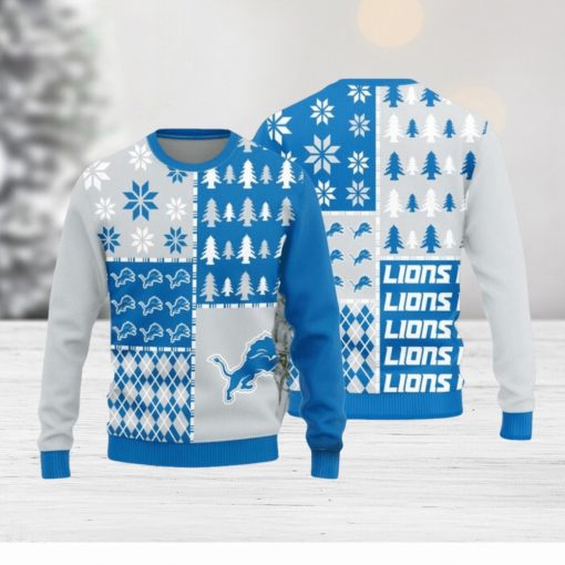 Detroit Lions Christmas Pine Trees Pattern New Style Knitted Sweater