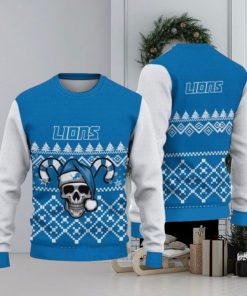 Detroit Lions Christmas Skull Halloween Ugly Christmas Sweaters