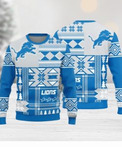 Detroit Lions Christmas Snowflakes Pattern New Style Knitted Sweater