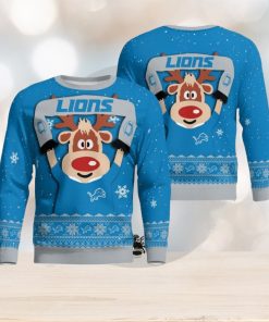 Detroit Lions Cute Reindeer Ugly Christmas Sweater Christmas Party Gift