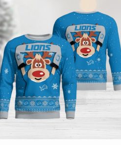 Detroit Lions Cute Reindeer Ugly Christmas Sweater Christmas Party Gift