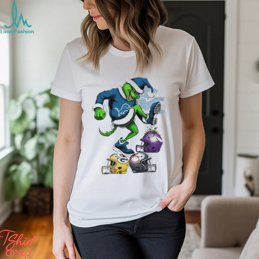 Detroit Lions Grinch tread on sport teams helmet Christmas Shirt Detroit Lions Grinch tread on sport teams helmet Christmas Shirt