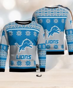 Detroit Lions Logo Big Snowflake Pattern Ugly Christmas Sweater