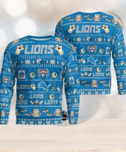 Detroit Lions Pumpkin Halloween Spooky Ghost Pattern Funny 3D Sweater Men And Women Gift