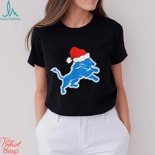 Detroit Lions logo Santa Hat Christmas 2023 Shirt