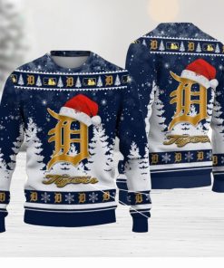 Detroit Tigers Logo Wearing Santa Hat Christmas Gift Ugly Christmas Sweater Christmas Gift Ideas