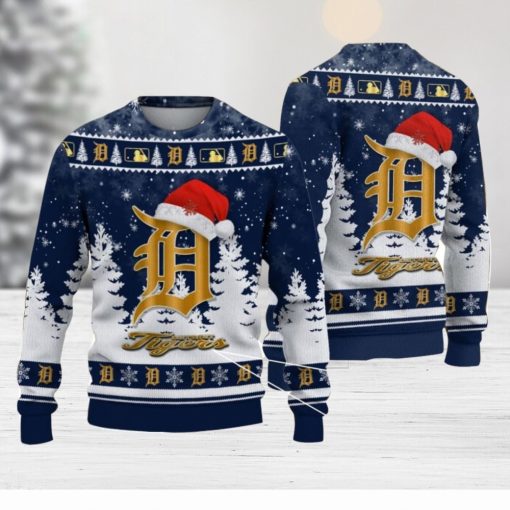 Detroit Tigers Logo Wearing Santa Hat Christmas Gift Ugly Christmas Sweater Christmas Gift Ideas