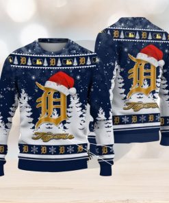 Detroit Tigers Logo Wearing Santa Hat Christmas Gift Ugly Christmas Sweater Christmas Gift Ideas