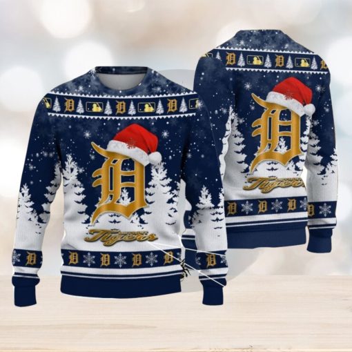 Detroit Tigers Logo Wearing Santa Hat Christmas Gift Ugly Christmas Sweater Christmas Gift Ideas