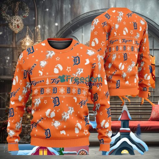 Detroit Tigers MLB Snow Santa Reindeer Ugly Christmas Sweater AOP Gift For Fans