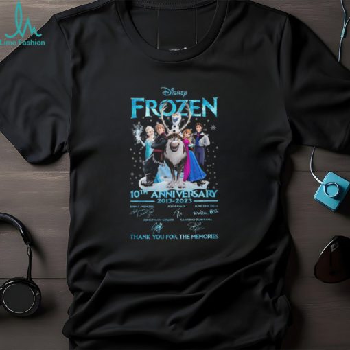 Disney Frozen 10th anniversary 2013 2023 Signatures Thank You For The Memories Shirt