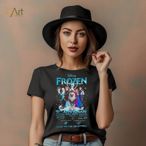 Disney Frozen 10th anniversary 2013 2023 Signatures Thank You For The Memories Shirt