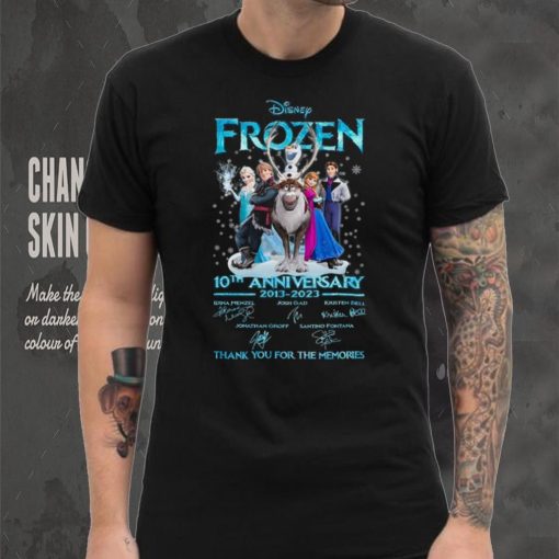 Disney Frozen 10th anniversary 2013 2023 Signatures Thank You For The Memories Shirt