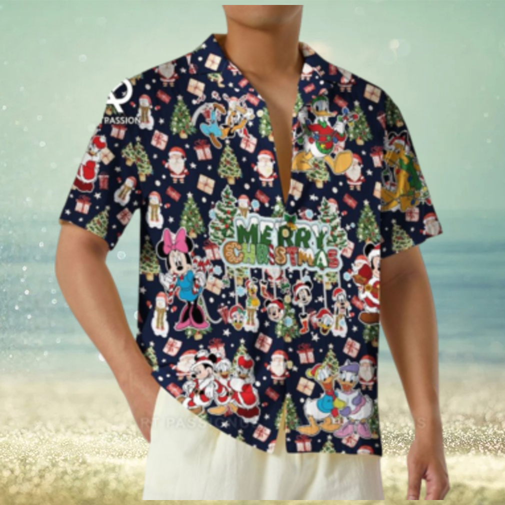 Disney Merry Christmas Hawaiian Shirts Mickey Minnie Button Disneyland Vacation Disney Merry Christmas Hawaiian Shirts Mickey Minnie Button Disneyland Vacation