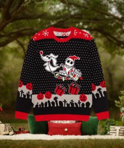 Disney The Nightmare Before Christmas Chibi Jack Skellington & Zero Holiday Sweater