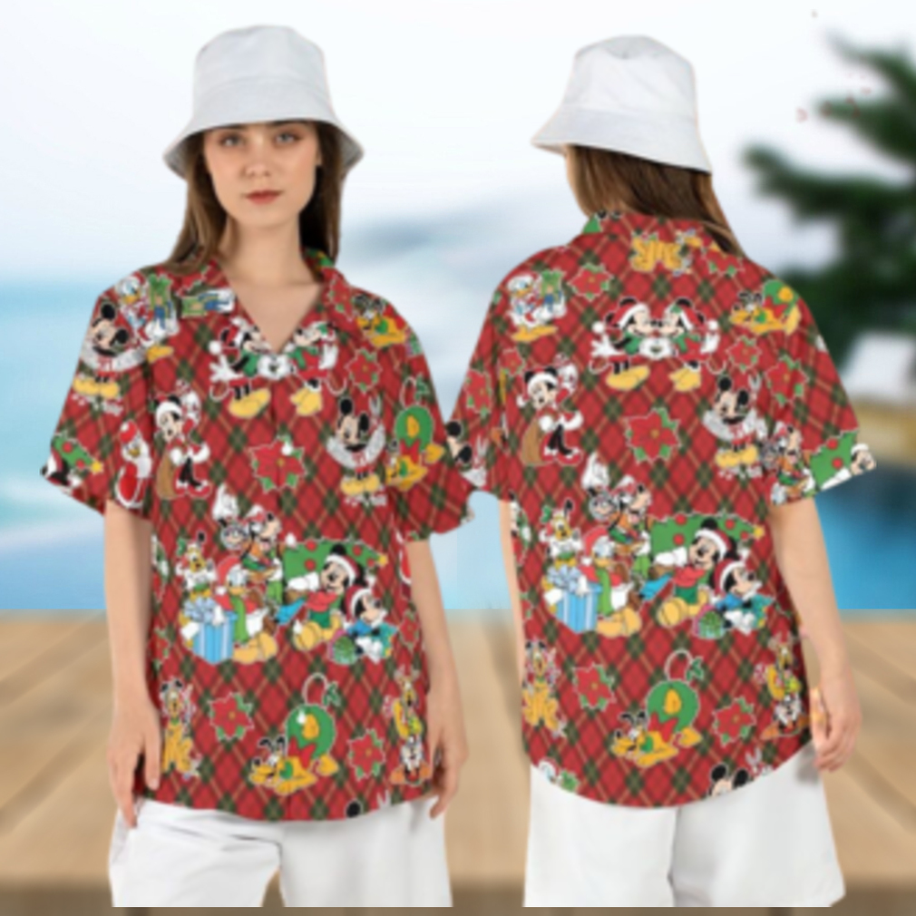 Disneyland Disney Christmas Hawaiian Shirts Mickey Friends Xmas Tree Aloha Disneyland Disney Christmas Hawaiian Shirts Mickey Friends Xmas Tree Aloha