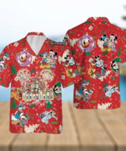 Disneyland Hawaiian Christmas Mickey Friends Holiday Disney Button Up Shirt