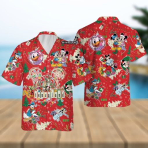 Disneyland Hawaiian Christmas Mickey Friends Holiday Disney Button Up Shirt