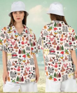 Disneyland Mickey Friends Merry Christmas Hawaiian Shirts Xmas Ho Ho Aloha