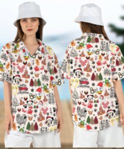 Disneyland Mickey Friends Merry Christmas Hawaiian Shirts Xmas Ho Ho Aloha