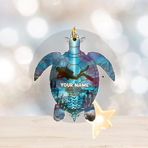 Diver And Turtle Personalized Acrylic Ornament