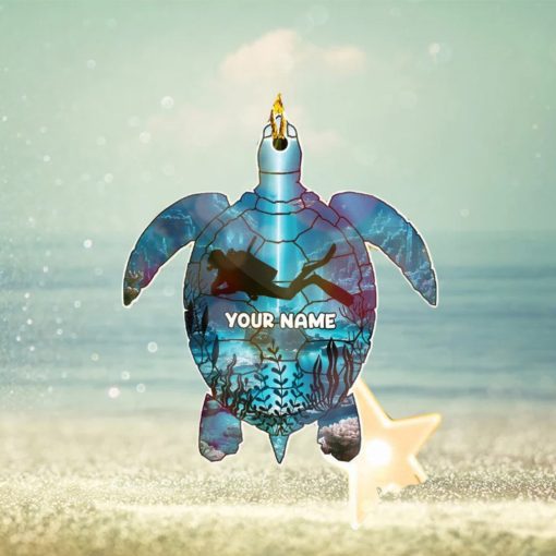 Diver And Turtle Personalized Acrylic Ornament