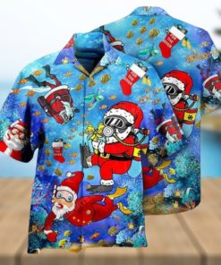 Diving Santa Claus Hawaiian Shirt, Funny Christmas Gift Ideas