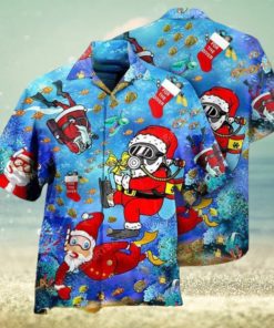 Diving Santa Claus Hawaiian Shirt, Funny Christmas Gift Ideas