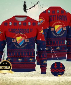 Djurgårdens IF Ugly Christmas Sweater Logo Custom Name Gift Fans