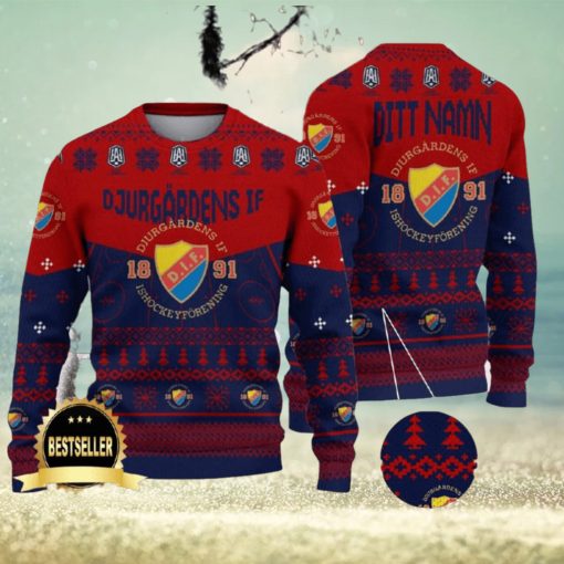 Djurgårdens IF Ugly Christmas Sweater Logo Custom Name Gift Fans