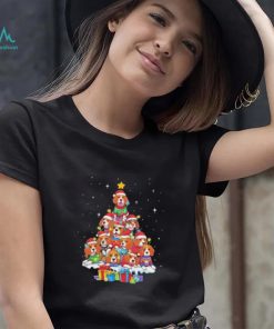 Dogs Beagle santa pine tree merry christmas shirt