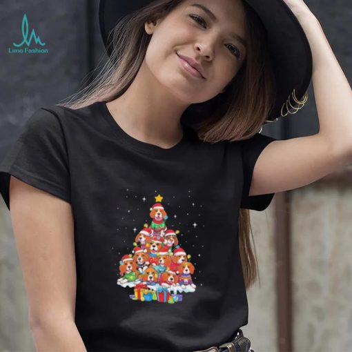 Dogs Beagle santa pine tree merry christmas shirt