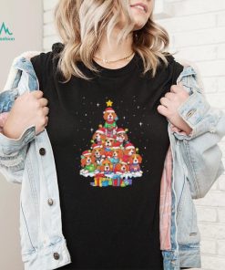 Dogs Beagle santa pine tree merry christmas shirt