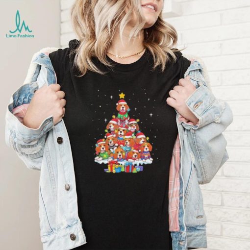 Dogs Beagle santa pine tree merry christmas shirt