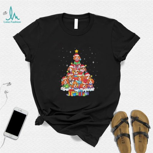 Dogs Beagle santa pine tree merry christmas shirt