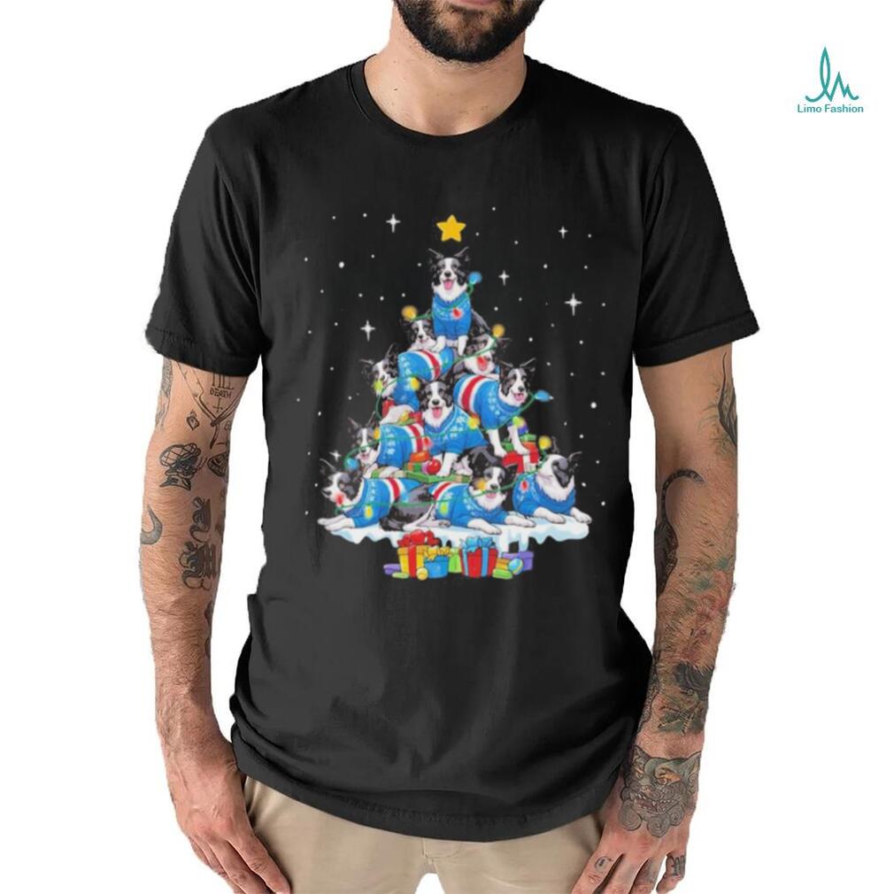 Dogs Border Collie pine tree merry christmas shirt Dogs Border Collie pine tree merry christmas shirt