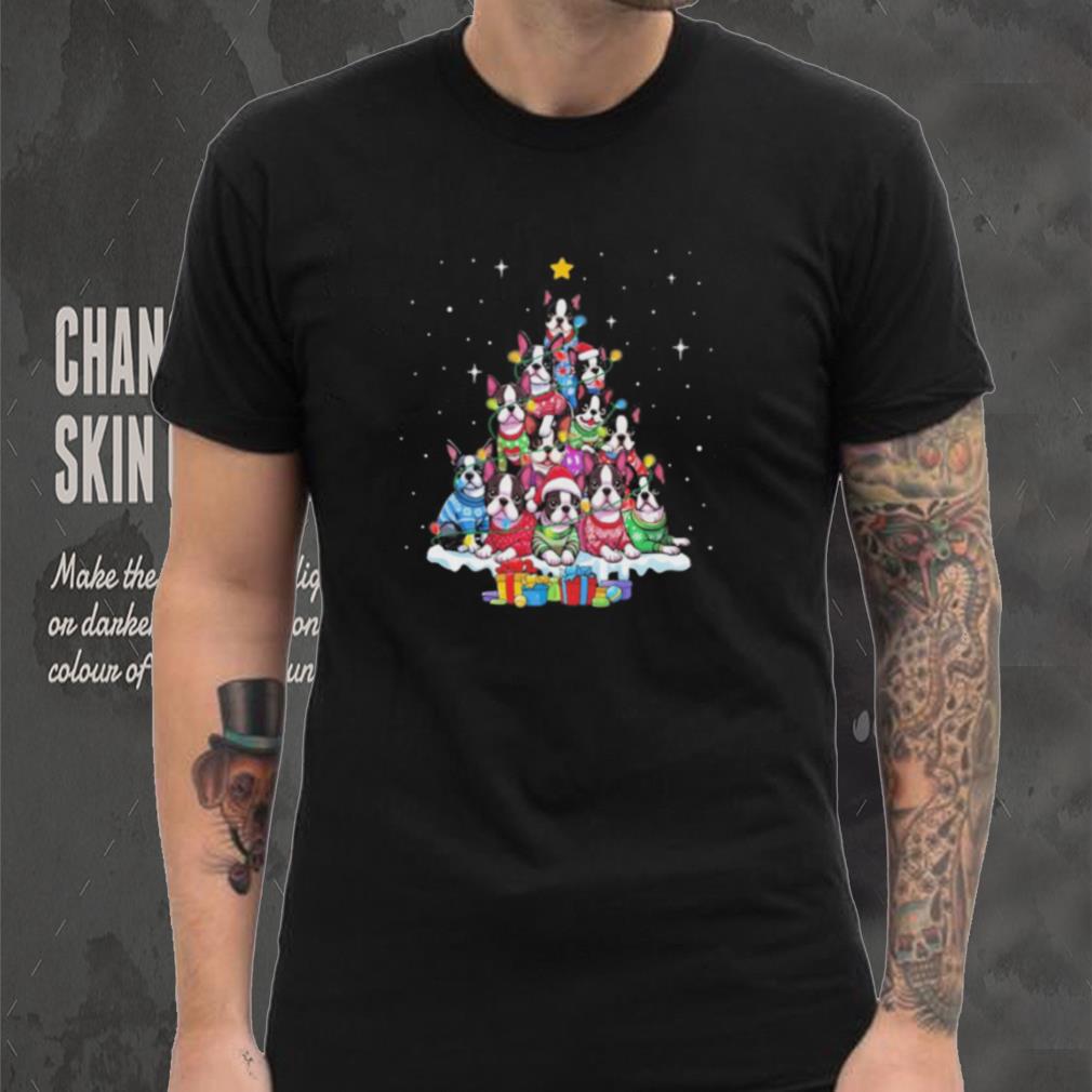 Dogs Boston Collie santa pine tree merry christmas shirt Dogs Boston Collie santa pine tree merry christmas shirt