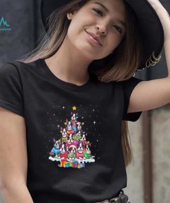 Dogs Boston Collie santa pine tree merry christmas shirt