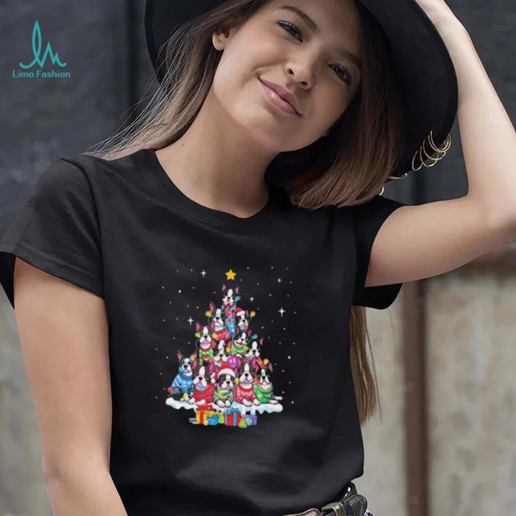 Dogs Boston Collie santa pine tree merry christmas shirt Dogs Boston Collie santa pine tree merry christmas shirt