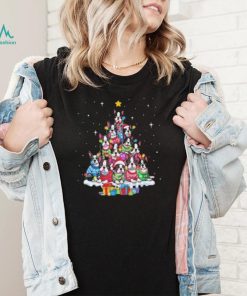Dogs Boston Collie santa pine tree merry christmas shirt