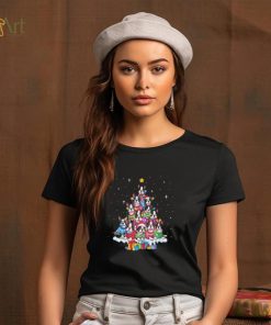 Dogs Boston Collie santa pine tree merry christmas shirt